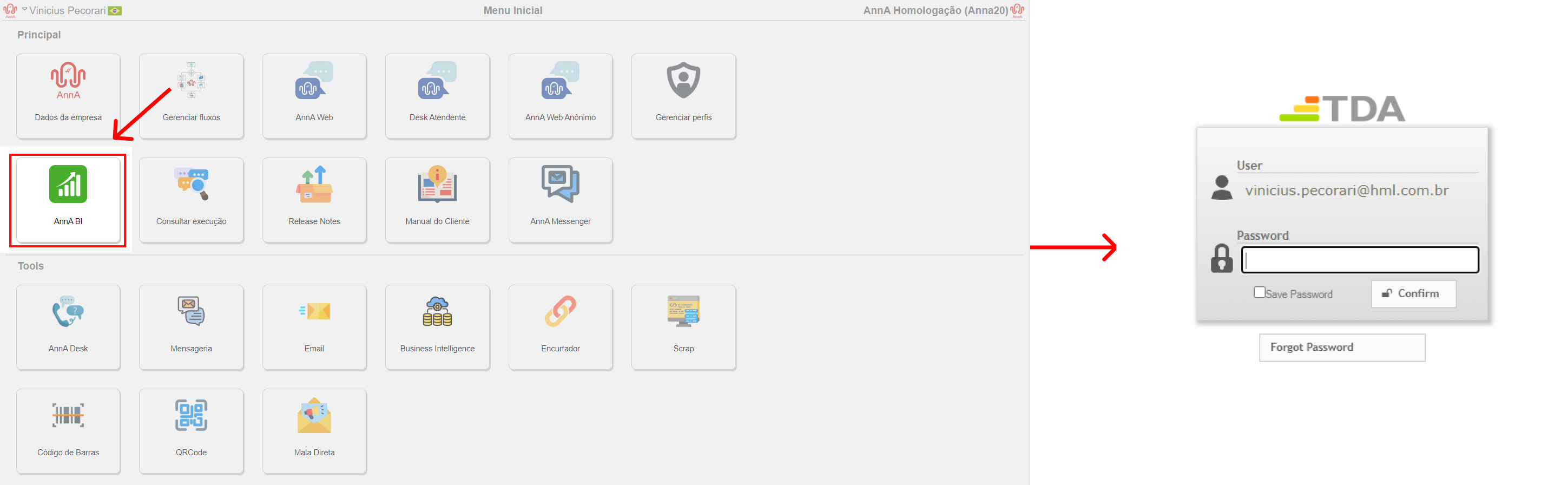 Acessando o AnnA BI pelo Menu Inicial do AnnA