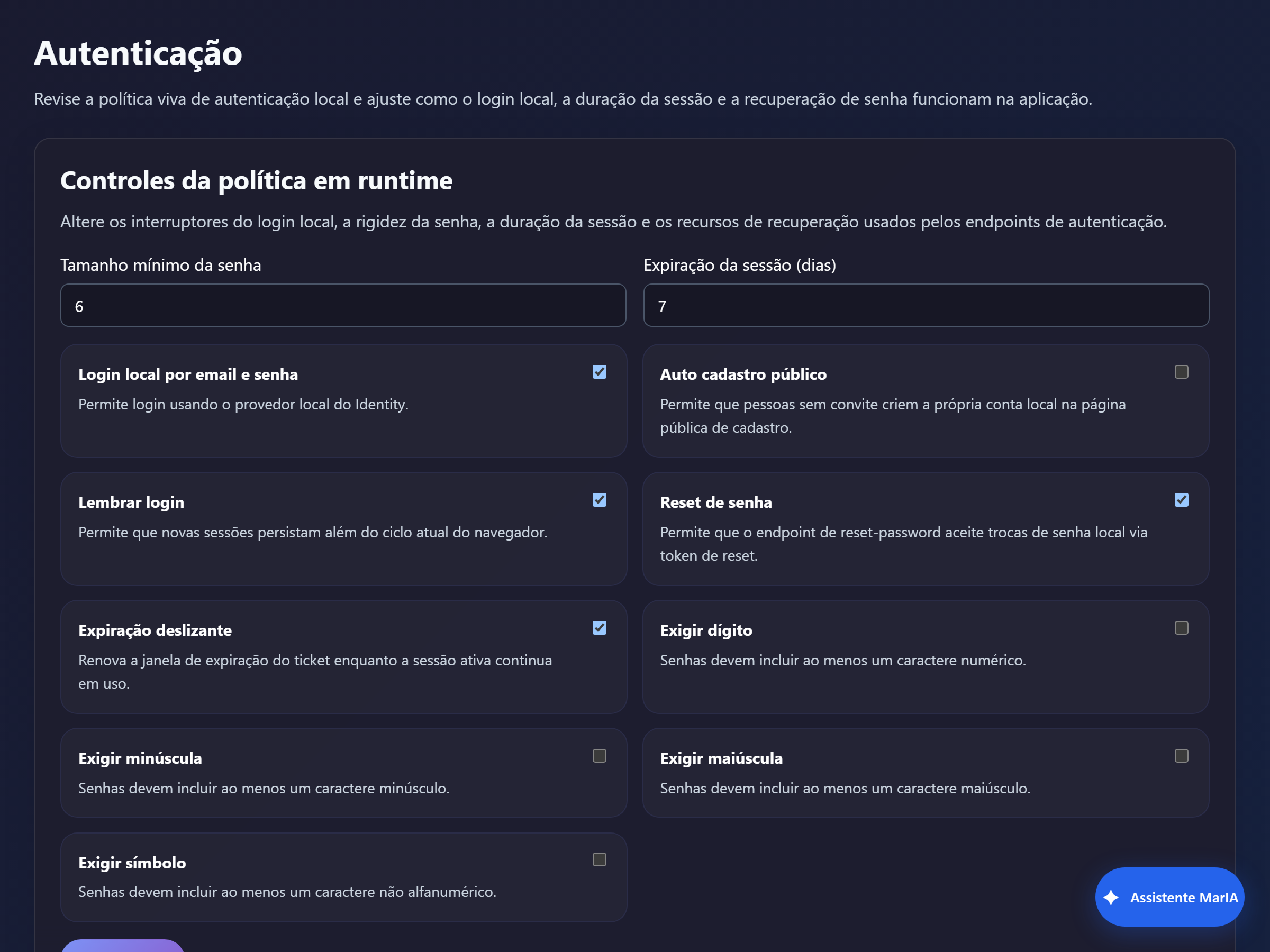 Tela de autenticação.