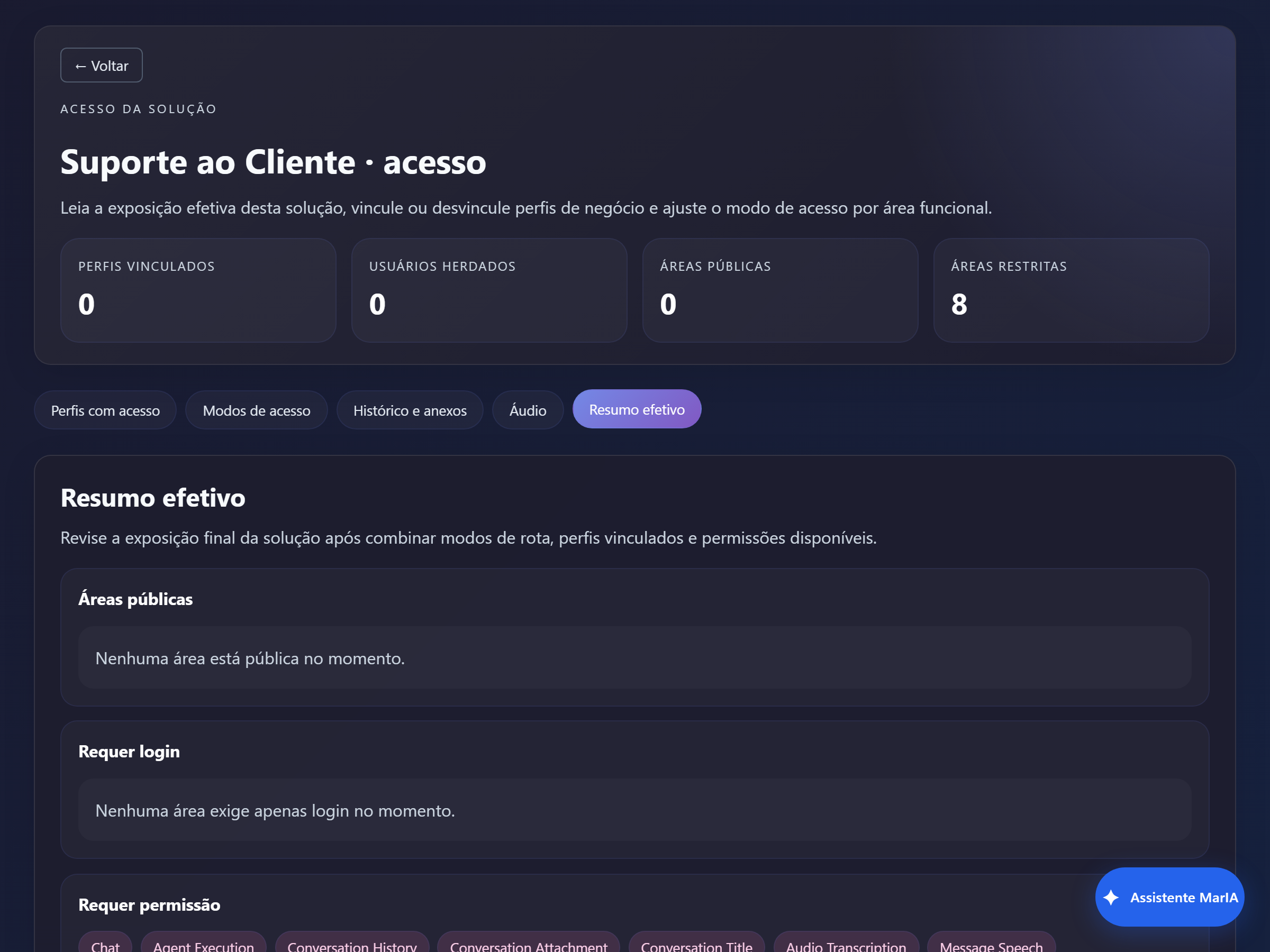 Aba Resumo efetivo.