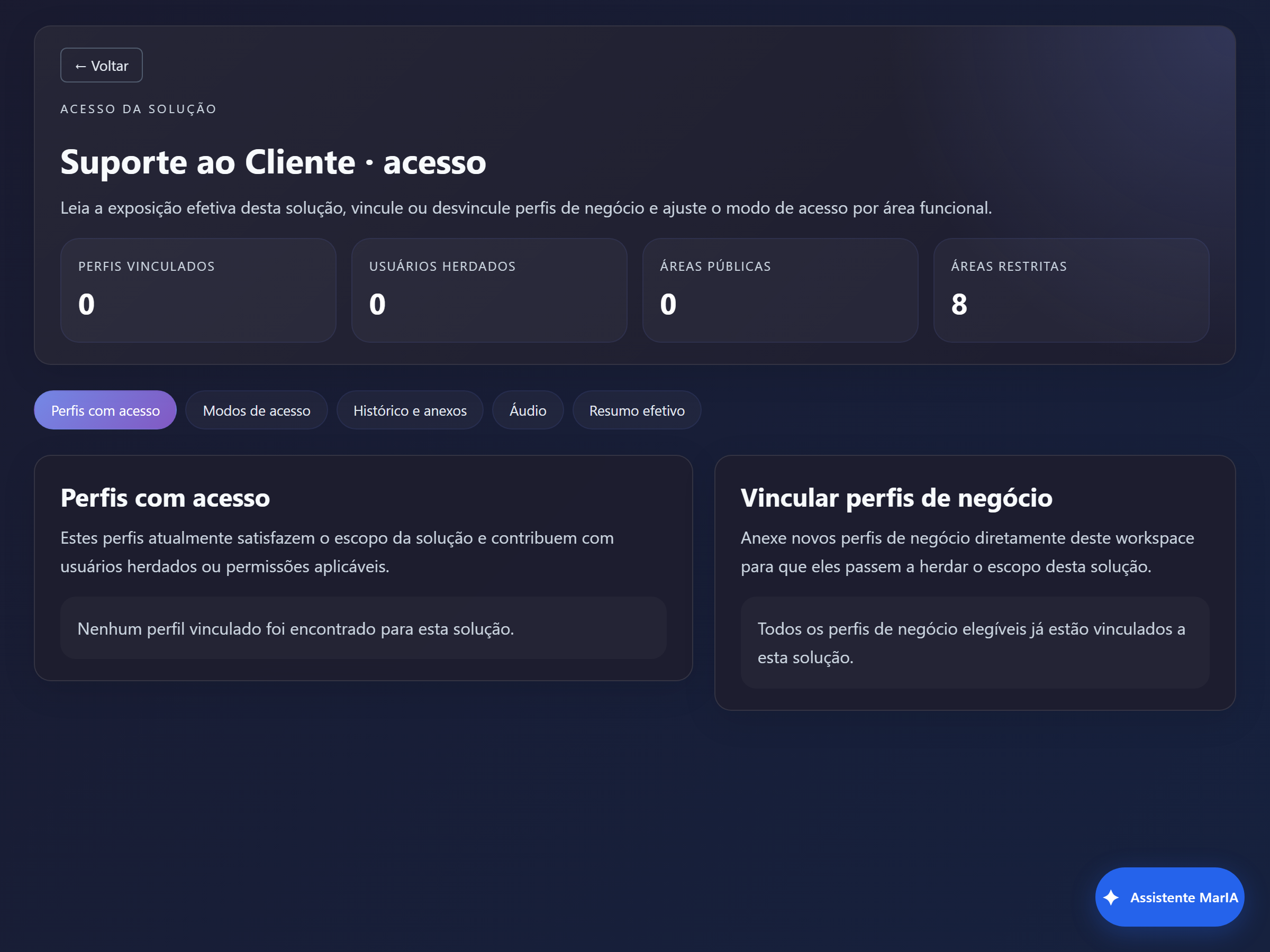 Tela de acesso da solução.